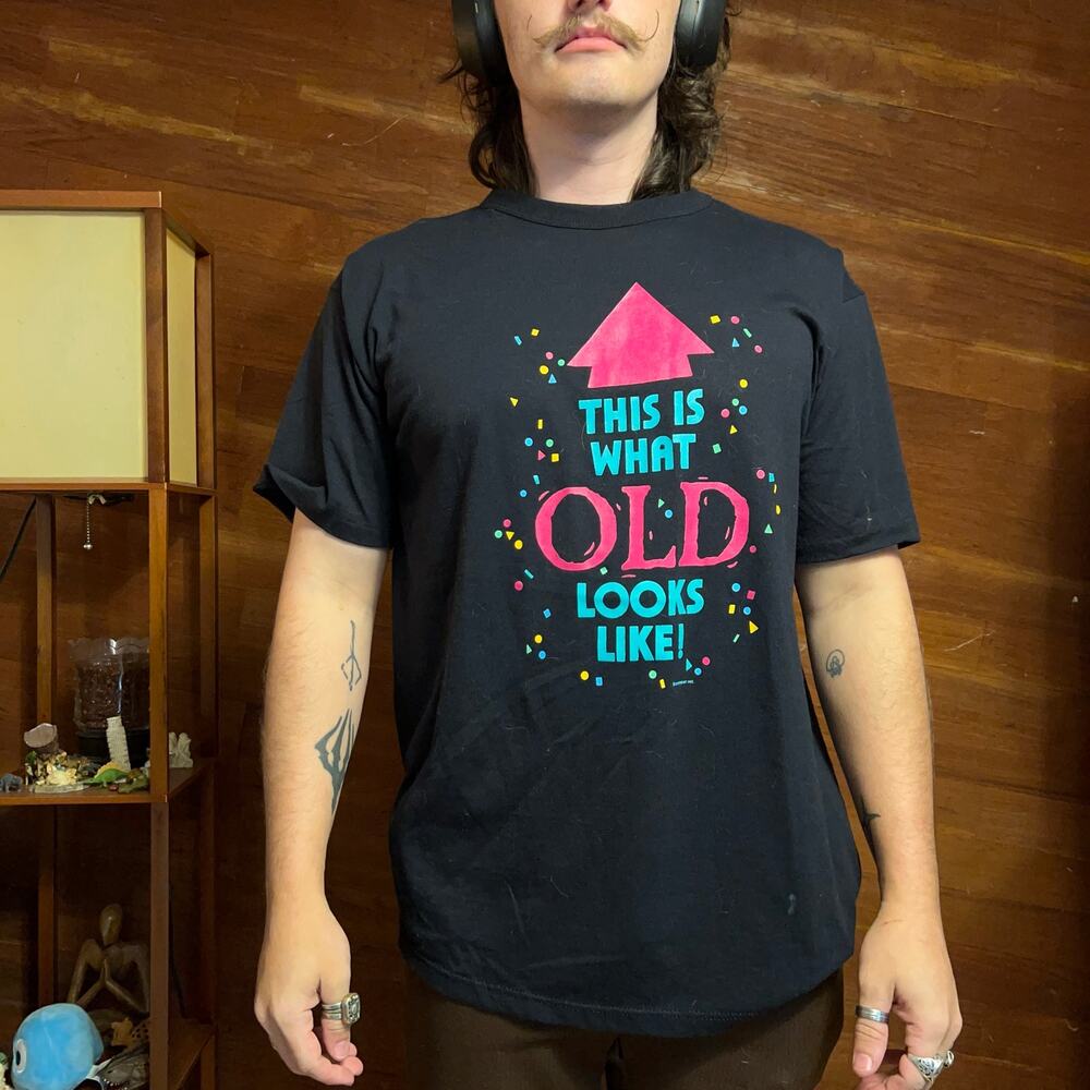 VINTAGE 90s Champion Novelty Graphic T-Shirt Size XL This Is What Old Looks Like